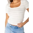 thumbnail image 4 of Celebrity Pink Women's and Women's Plus Short Sleeve Pointelle Top, Sizes XS-XXXL, 4 of 5