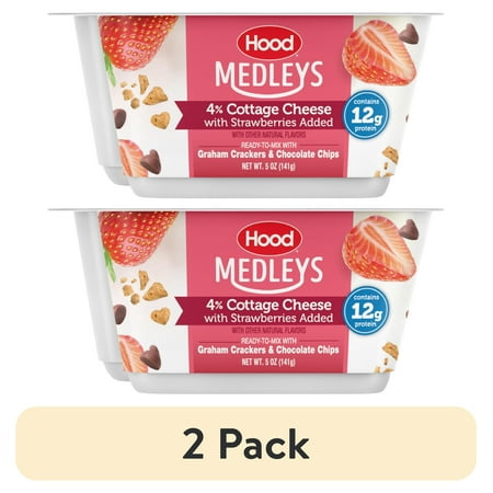 (2 pack) Hood 4% Cottage Cheese Medleys Strw with Grhm Crkrs and Choc Chips, 5 oz