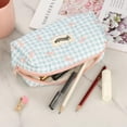 thumbnail image 3 of Coquette Bow Pencil Pouch, Cute Pink Bow Checkered Pencil Case, Soft Quilted Pen Bag for Women Office, 3 of 9