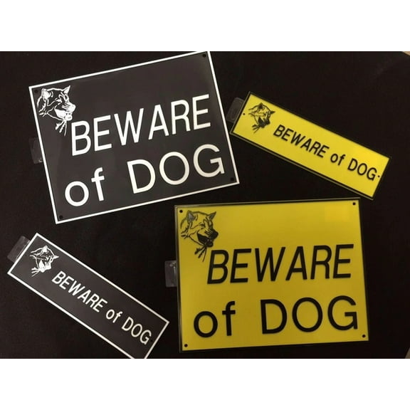 Beware Of Dog Signs Plastic Durable Visible Black or Yellow 9 x 11 or 3 x 10