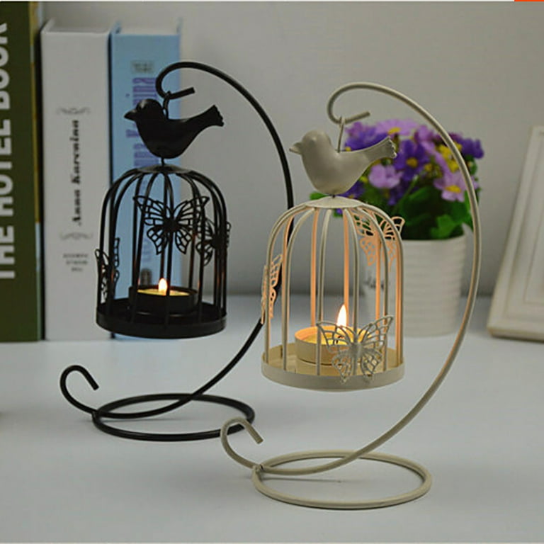 Hanging Metal Vintage Butterfly Round Birdcages Metal Wall Hanging Bird Cage  for Small Birds Wedding Party Indoor Outdoor Decoration Black 