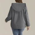 thumbnail image 6 of XPMWRP Women's Heart Pattern Print Hooded Fleece Jacket Oversized Solid Color Zip Coat Fall Winter Warm Long Sleeve Loose Jacket with Pockets Gray S, 6 of 7
