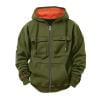 OHMZYZO Mens Zip Up Hoodies Fleece Long Sleeve Hooded Sweatshirt Drawstring Jacket Casual Plus Size Cargo Tactical Athletic Coat with Pockets