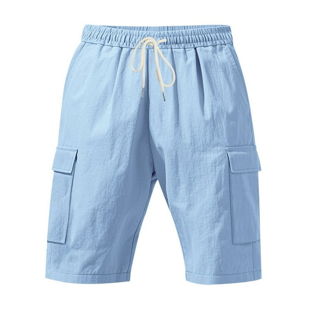Men's Pocket Outdoor Sports Casual Loose Linen Cargo Shorts - Water-Resistant Coating, Multi-Pocket Design, Machine Washable, S-XXXL Sizes