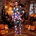 thumbnail image 2 of Spooky Family Pajamas Set Crew Neck Long Sleeve, Stretchy Halloween Family Pajamas with Ghost Web Print, Fun Matching Halloween Pajamas for Trick or Treat Night, 2 of 6