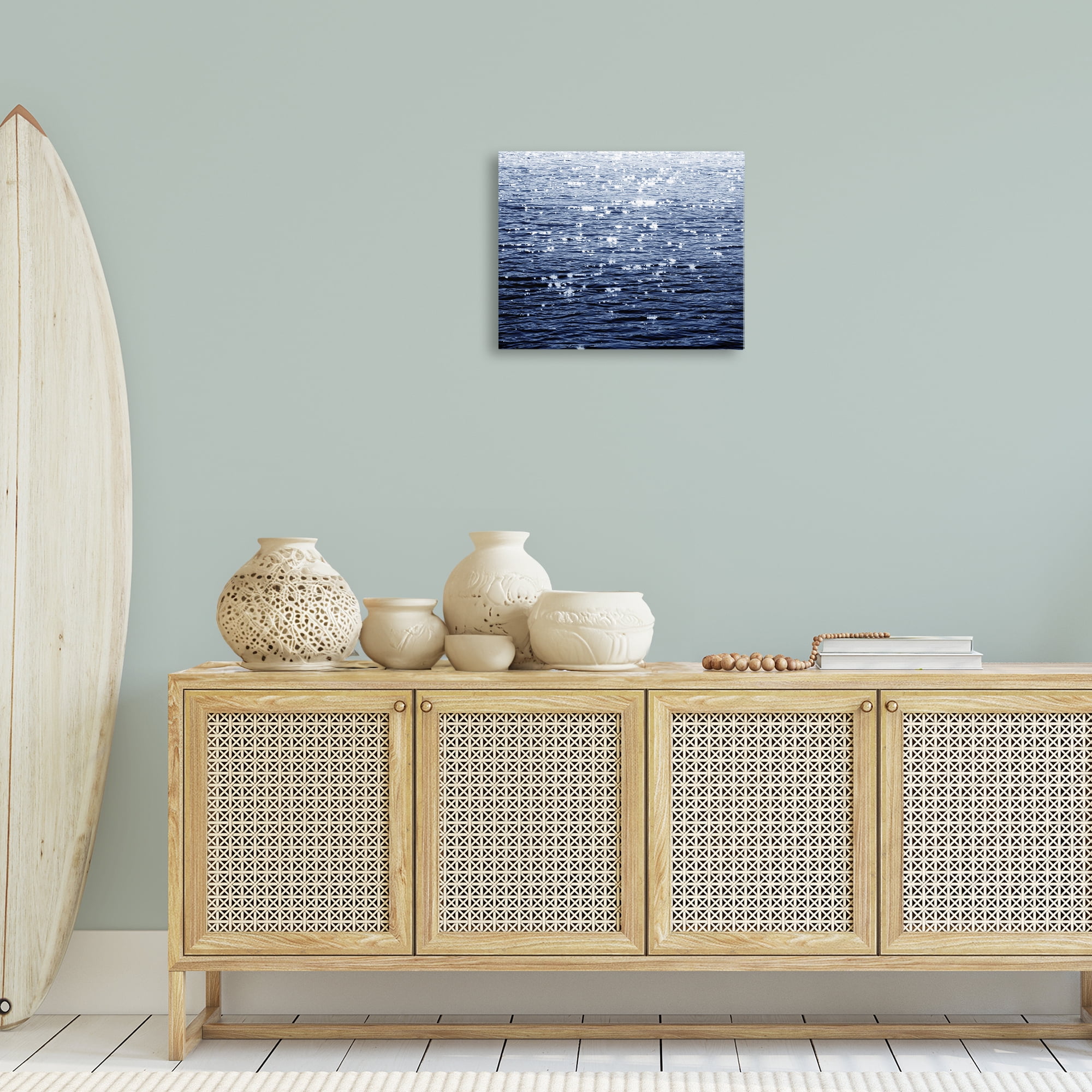 Stupell Industries Sun Reflecting on Sea Landscape & Nature Painting Wrapped Canvas Art Print Wall Art, 20 x 16