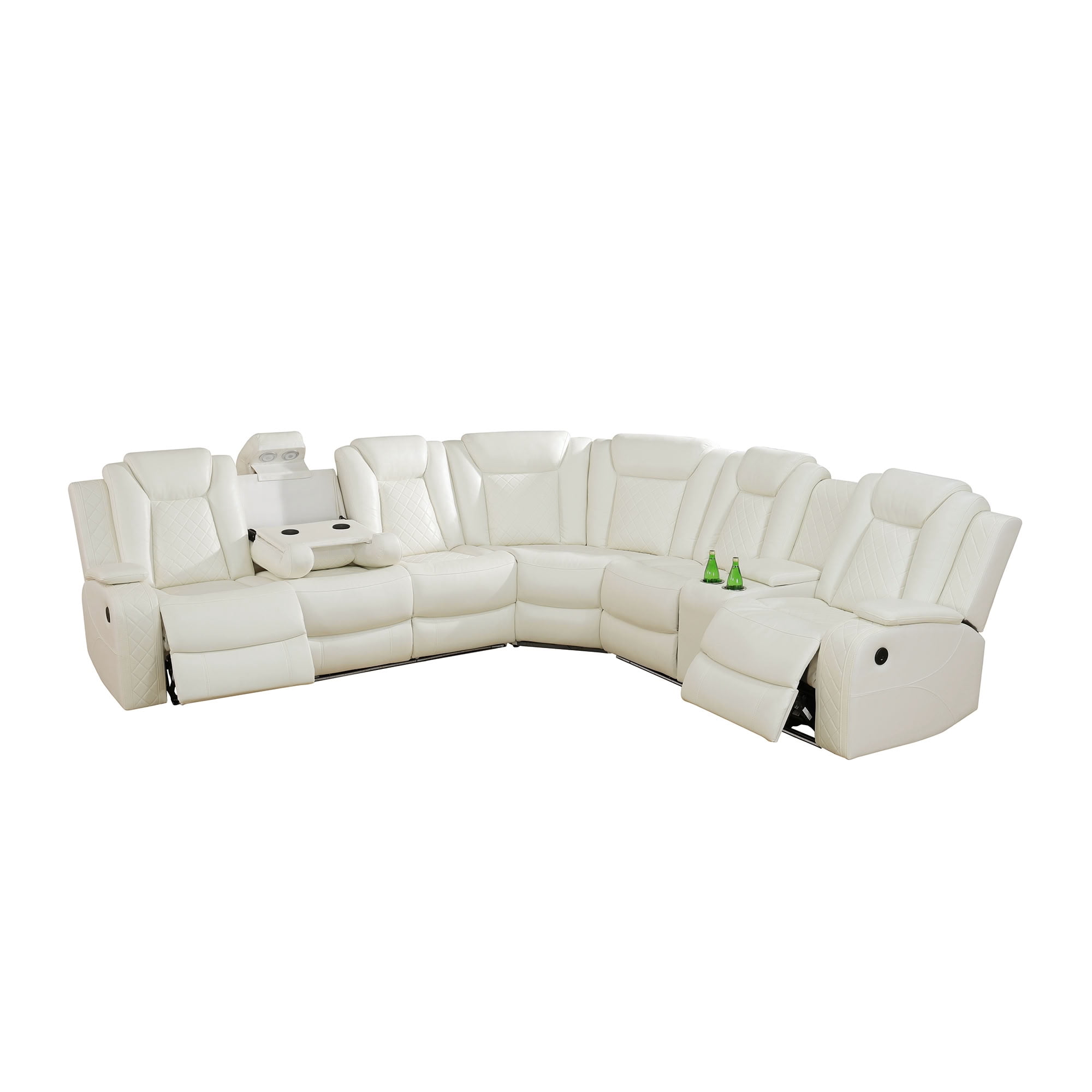 MAYEERTY Power Reclining Sectional Sofa, L-Shape Recliner with Wireless Charging and LED Lights, for Living Room, Home Theater