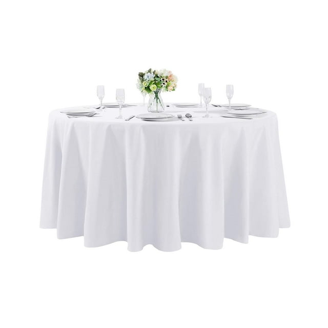 Mantel Cupuamon de poliéster lavable, 275 cm, redondo, blanco
