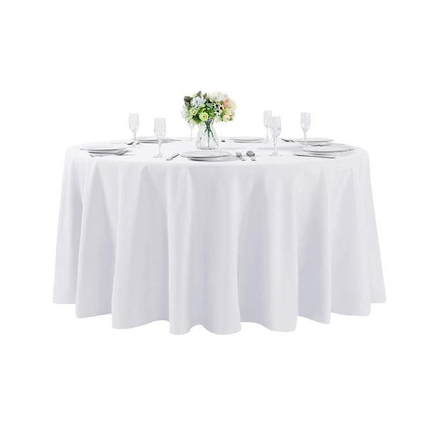 Mantel Cupuamon de poliéster, lavable, 335 cm, redondo, blanco