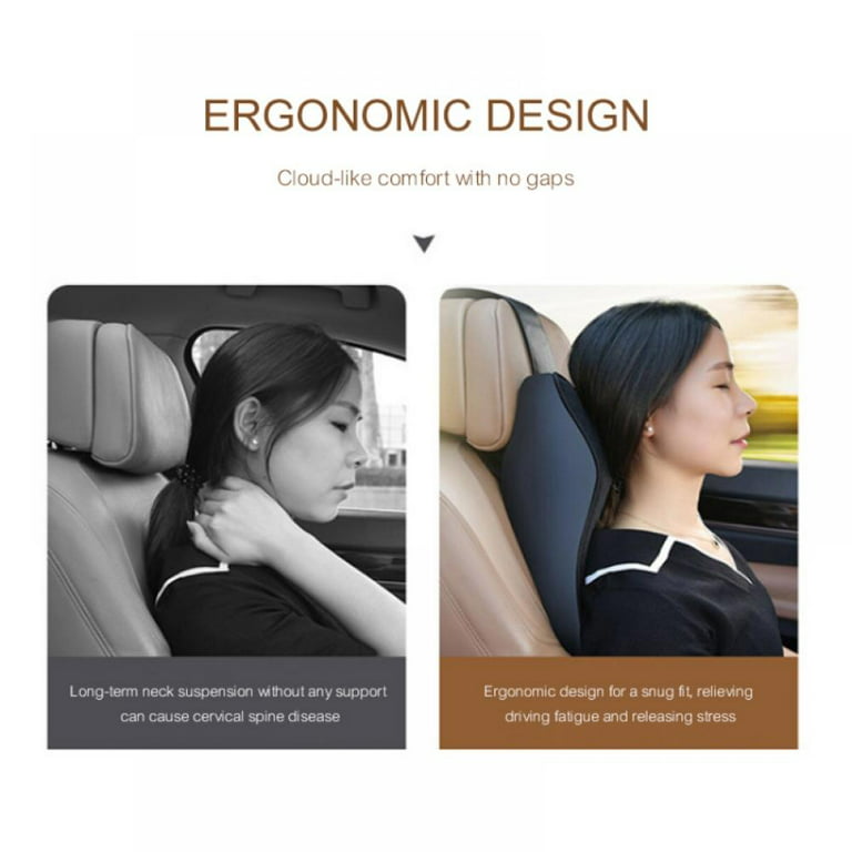 Carlendan Car Pillow for Driving Seat with Adjustable Strap, Balanced Softness Memory Foam Neck Pillow Car Seat Designed to Relieve Neck Pain and