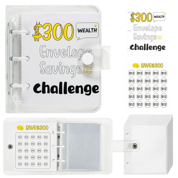 Ke1Clo 3-Hole Cash Savings Binder, PVC Money Envelope System for Budget Planning Financial Organization Gift