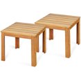 thumbnail image 1 of Gymax Lot de 2 Tables d'Appoint Carrées en Bois pour Patio, Table Bistro à Café, Intérieur/extérieur, Naturel, 1 of 10
