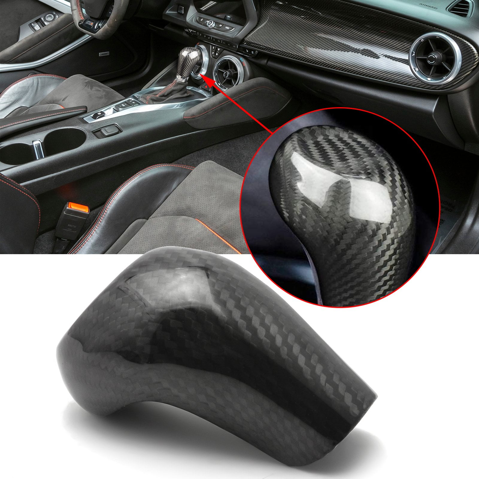 RT-TCZ Gear Shift Knob Frame Decoration Cover Trim ABS for Chevrolet Camaro 2017 2018 2019 2020 Red RT-TCZ Gear Shift Knob Frame Decoration Cover Trim ABS for Chevrolet Camaro 2017 2018 2019 2020 Red