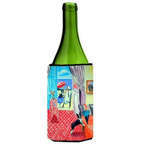 Lady With Her Boston Terrier Wine bottle sleeve Hugger - 24 oz.