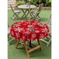 thumbnail image 3 of Outdoor Tablecloth with Umbrella Hole and Zipper, Red White Snowflake Christmas Round Table Cloth 54 Inch Waterproof Tablecloth, Winter Xmas Snowflakes Picnic Table Cover for Patio Camping, 3 of 7