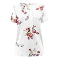 thumbnail image 5 of Hrsba Summer Shirts for Women,Summer Print Pleated Short Sleeve Crewneck Soft Ladies T Shirts Tops, 5 of 5