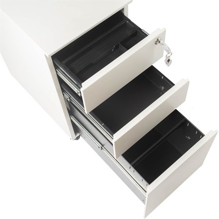 Pemberly Row 3 Drawer Slim Mobile File Cabinet With Lock In White Walmart Canada