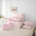 thumbnail image 6 of Feelyou Kawaii Angel Pig Bedding Comforter Set 7pcs for Child, Cute Princess Queen Bedding Sets, Girly Pink Cartoon Animal Reversible Queen Sheet Sets, Breathable Home Decor, 6 of 8