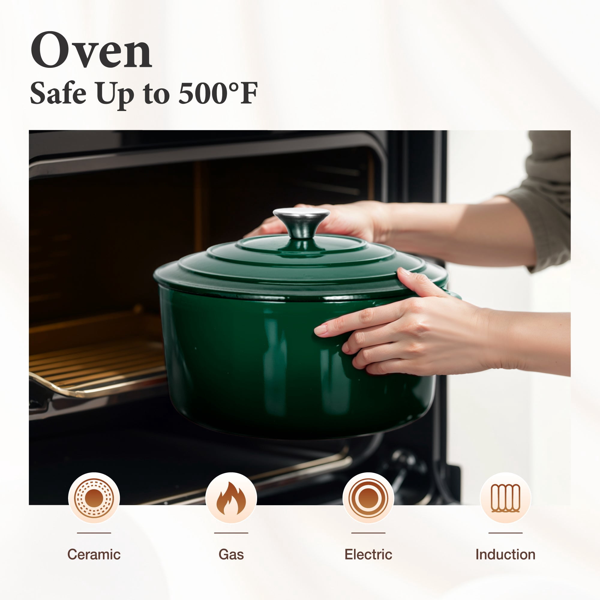 MF Studio 7-Piece Enameled Cast Iron Cookware Sets, Heavy Duty Ceramic Coated Pots and Pans Set, Emerd Dutch Ovens Set