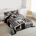 thumbnail image 3 of Rustic Cabin Comforter Set Twin Size Country Farmhouse Buffalo Plaid Bedding Sets,Woodland Bear Deer Wolf Bed Comforter Hunting Animal Wildlife Quilt Black Brown Grey Camper Car Decor, 3 of 7