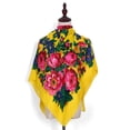 thumbnail image 5 of NMMUED Women's Vintage Floral Headscarf 43.3" Large Square Shawl Wrap Elegant Neck Scarf Hair Accessory Yellow One Size, 5 of 8