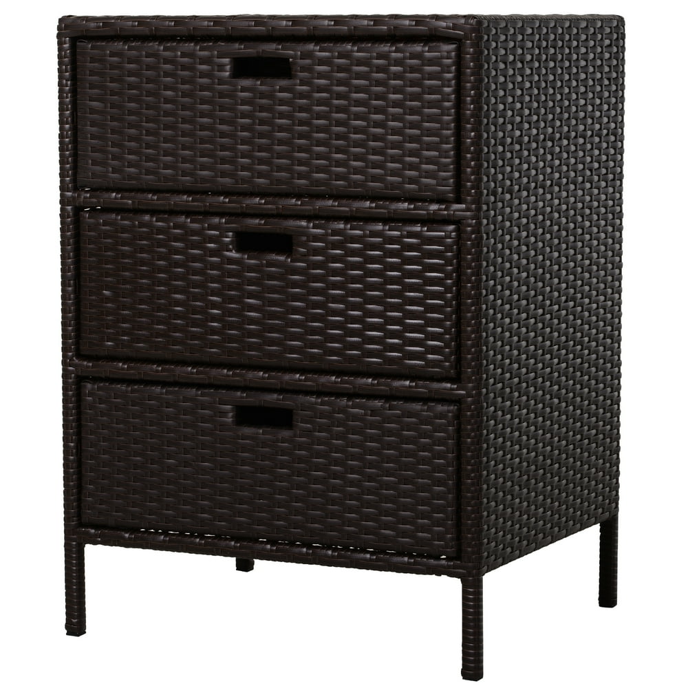 Outsunny 32 Poolside Rattan Wicker Patio Organizer Storage Cabinet