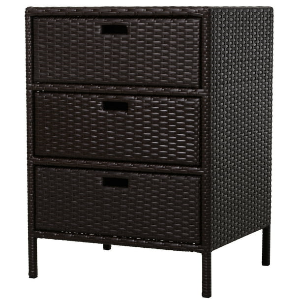 Outsunny 32" Poolside Rattan Wicker Patio Organizer Storage Cabinet