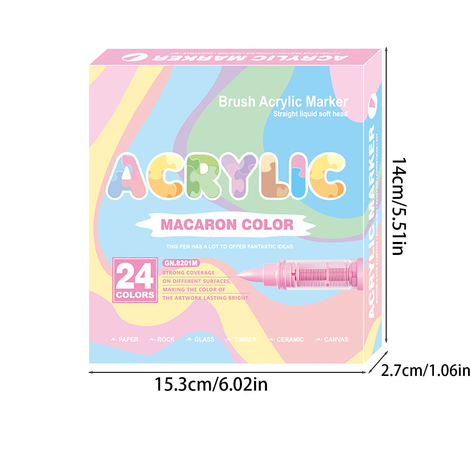 JIhuahe 24-Colors Acrylic Paint Pens Set with Soft Brush Tips, Dual-Tip Markers for Wood, Stone, Canvas, Fabric, and Glass Painting, 0.34 oz Ink Capacity, Vibrant and Durable,D