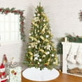 thumbnail image 4 of Yyuenw Plush Christmas Tree Skirts, 23.62 Inches Luxury Snowy White Faux Fur Xmas Tree Base Cover Mat with Gold Snowflakes for Xmas New Year Home Party Decorations, 4 of 7