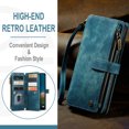 thumbnail image 5 of ELEHOLD for Samsung Galaxy S24 FE Case for Men Women Wallet Case, Premium Leather Shockproof Purse Case with Credit Card Slots Zipper Pocket Anti-Loss Wriststrap Samsung Galaxy S24 FE,Blue, 5 of 9