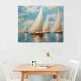 thumbnail image 2 of JRXY  Sailboat Wall Art - Blue and White Canvas Wall Decor - Bathroom Art Landscapes Seascape Picture Artwork for Wall - Bedroom Office Wall Art pattern3, 2 of 4