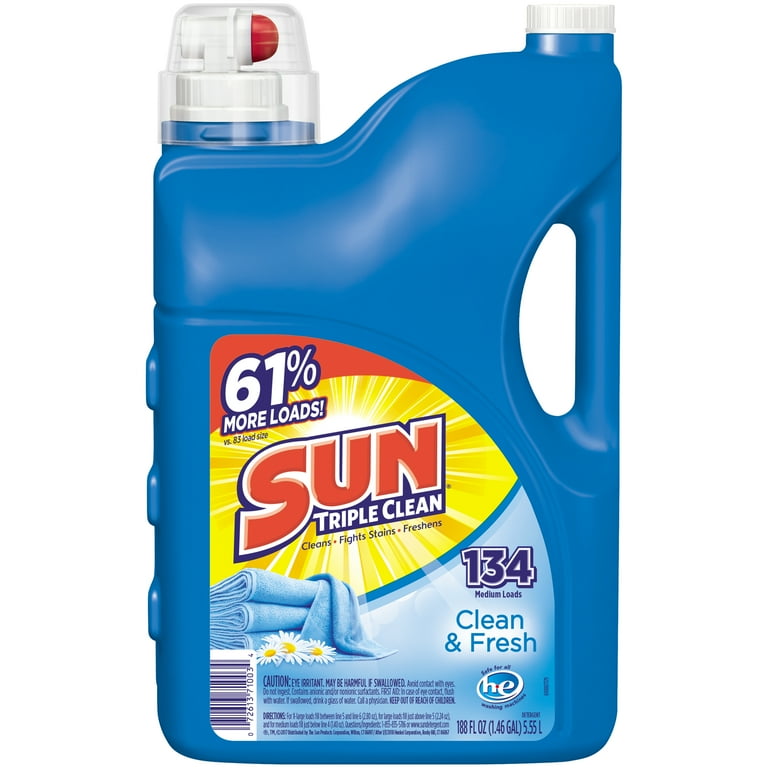 Sun Liquid Laundry Detergent Clean Fresh 188 Ounce 134 Loads
