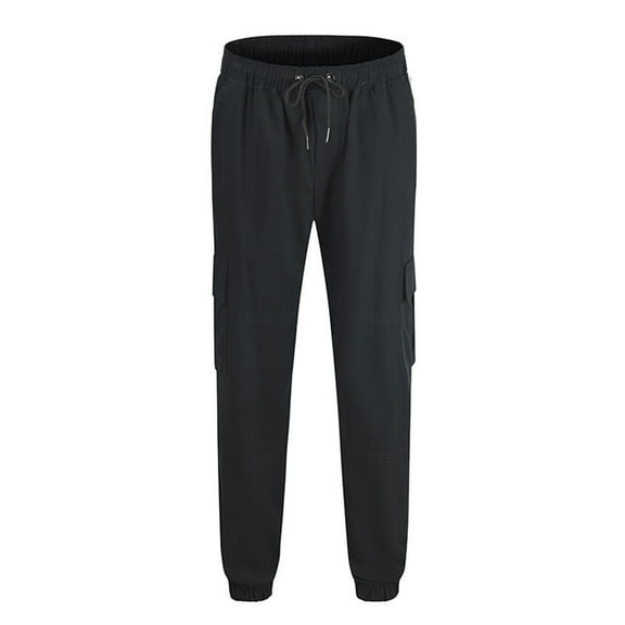 Herrnalise Men's Joggers Cargo Pants Fashion Casual Pure Color Outdoors Zipper Pocket Casual Pants Sweatpants Ripped Denim Pants for Men For Black,L