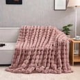 thumbnail image 2 of H&D Dusty Rose Faux Rabbit Fur Bubble Throw Blanket, 40" × 60", 2 of 7