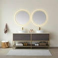 thumbnail image 2 of Vinnova Murica 72" White Top and Vessel Sink Double Vanity Oak Wood Gold Frame, 2 of 9