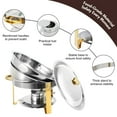 thumbnail image 2 of IAMSTECH Gold Chafing Dish Buffet Set 2 Pack, 5QT Round Stainless Steel Chafers and Food Warmer with Glass Lid & Lid Holder for Christmas Parties, Catering Events, 2 of 9