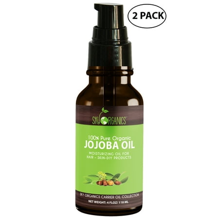 Best Jojoba Oil By Sky Organics: Unrefined, 100% Pure, Cold-Pressed, Organic Jojoba Oil 4oz - Moisturizing & Healing, For Dry & Oily Skin, Acne, Frizzy Hair - For Skin, Hair and Nail Care (2