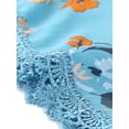 thumbnail image 6 of REFINED ATTIRE Women's Floral Printed Lace Trim Elastic Waist Shorts L Light Blue, 6 of 7