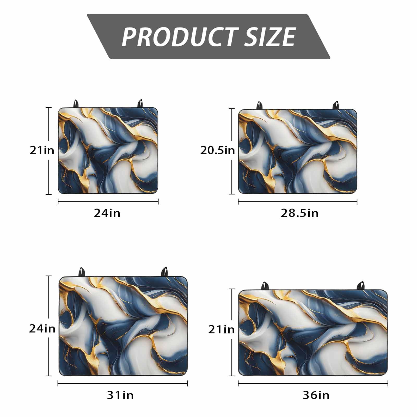 Navy Blue Marble Stove Top Cover for Electric Stove, Heat-proof & Non Slip Glass Top Stove Cover Protector, Gold Modern Art Kitchen Flat Cooktop Rubber Mat 24x21 Inches