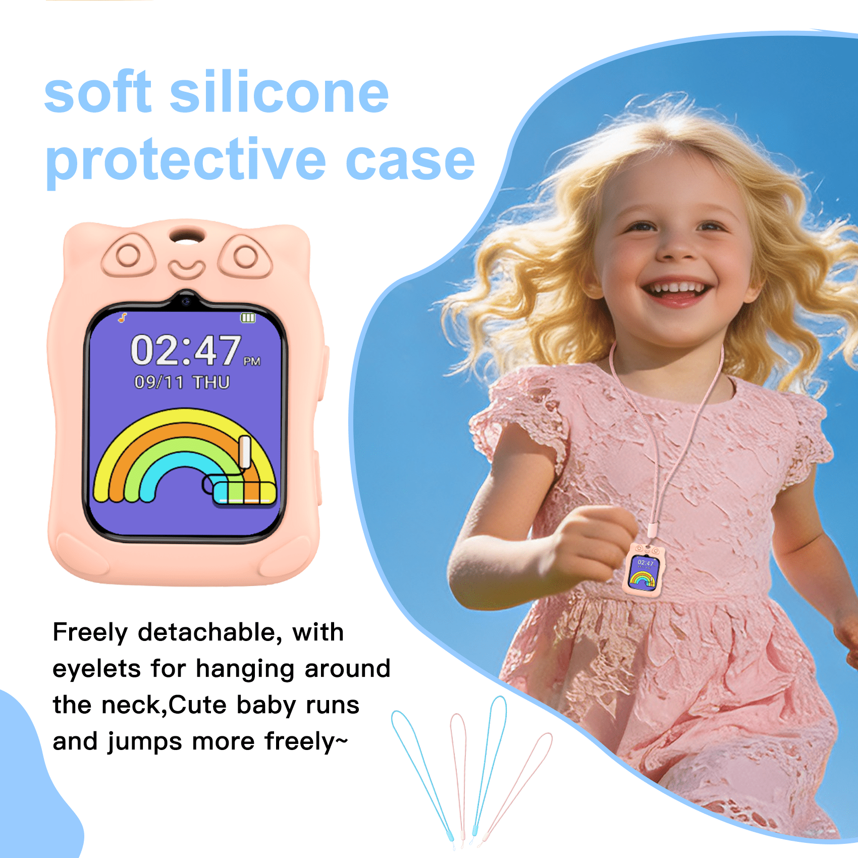 LUOMATE 1.75" Kids Smart Watch for Boys & Girls - 32 Learning Games, Music Player, Pedometer, IP68 Waterproof, Habit Tracker, Alarm & Calculator (Blue)