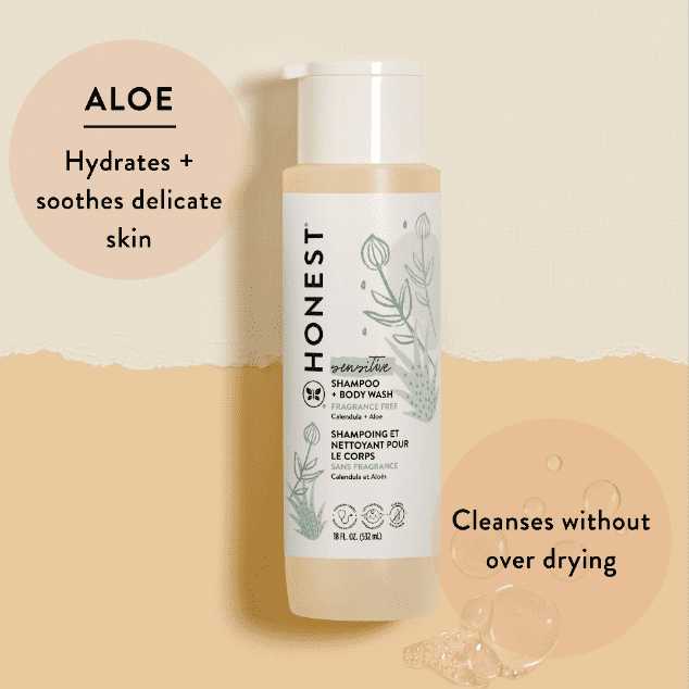 (6 pack) The Honest Company Baby Shampoo and Body Wash Sensitive Fragrance Free 18 fl oz