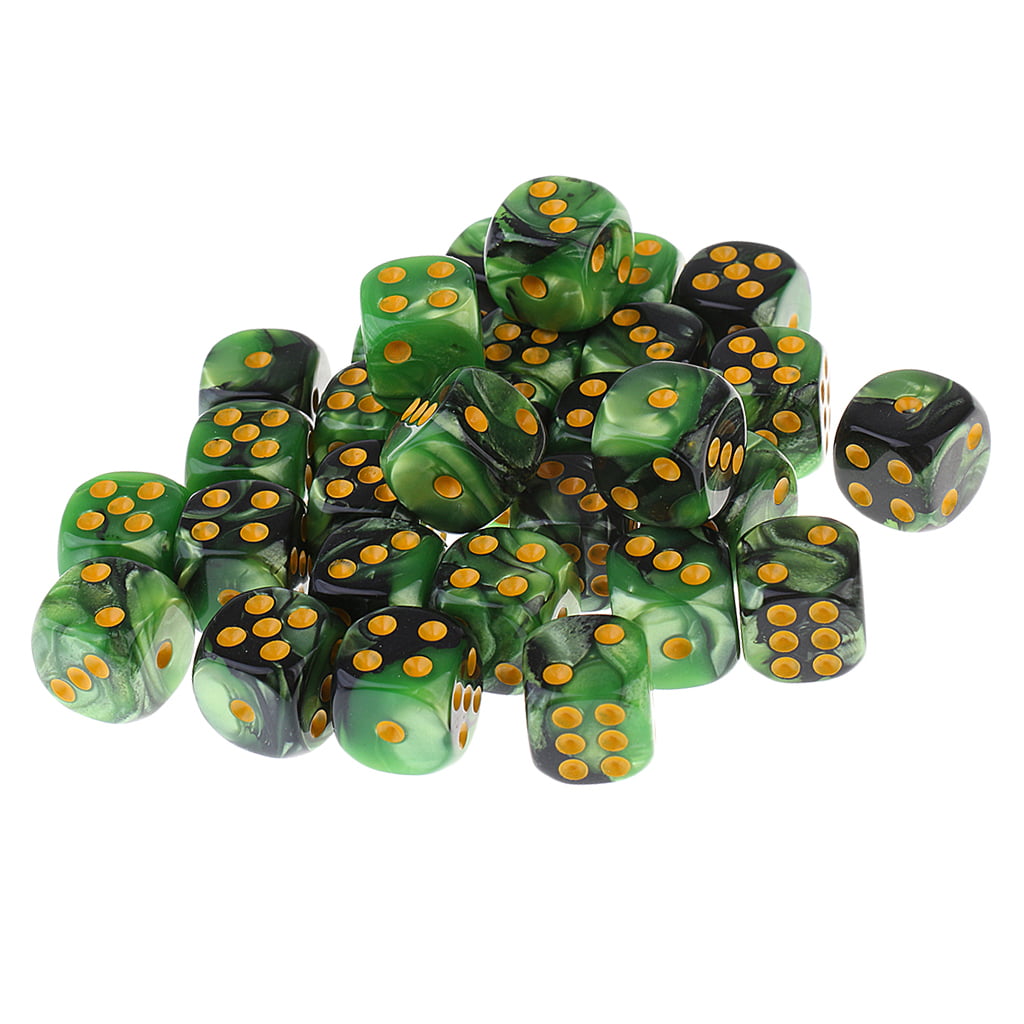 Set of 30 Spot Dices w/ Iron Case Gold+Black for RPG MTG D&D Game Accessory 