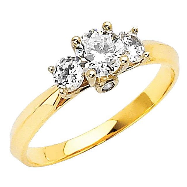 Bague de Fiançailles en Or Jaune 14k avec Diamonette Taille Ronde 3/4ct TGW