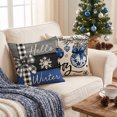 thumbnail image 3 of Sm:)e Merry Christmas Joy Xmas Trees Blue and Black Throw Pillow Covers, 18 x 18 Inch Christmas Winter Holiday Cushion Case Decoration for Sofa Couch Set of 4, 3 of 8