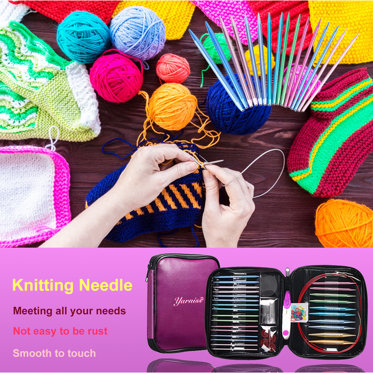Yarniss 13 Pair Circular Knitting Needle Set 3.0~10.0mm, Interchangeable  Aluminum Knitting Needles with Case