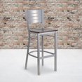thumbnail image 4 of HERCULES Series Silver Slat Back Metal Restaurant Barstool - Walnut Wood Seat, 4 of 6
