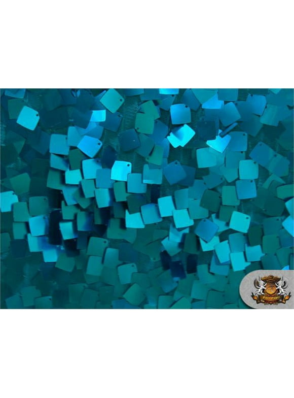 Sequin Square Dangle Tulle AQUA Fabric / 55" Wide / Sold by the yard