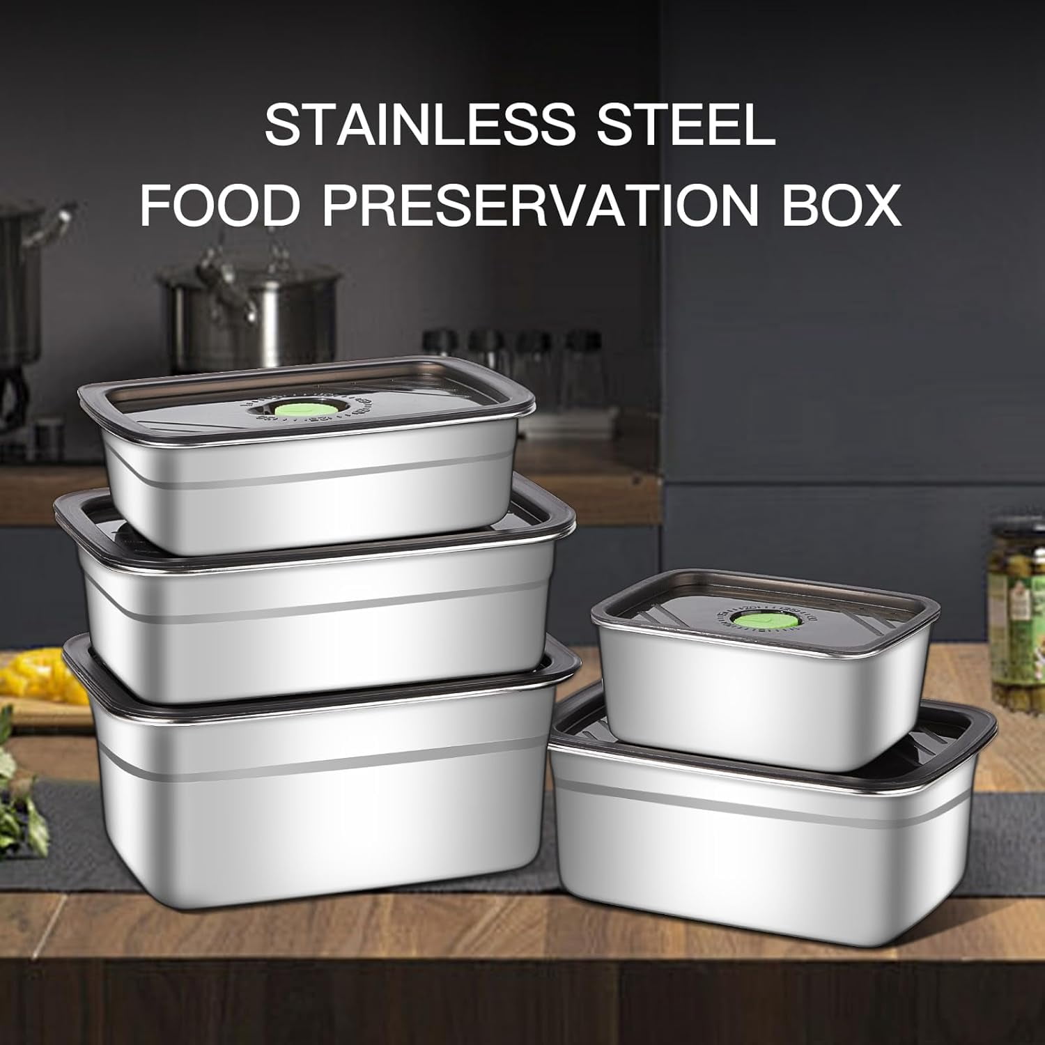 10-Piece Stainless Steel Food Storage Container Set with Airtight Lids