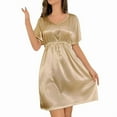 thumbnail image 5 of Sakmal Satin Moomoos for Women Sleep Knee Length Silky Gold Comfy Sleep Dress Short Sleeve Solid Nightgowns for Women, 5 of 5