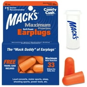 Macks Maximum Protection Soft Foam Earplugs  10 Pair, 33 dB Highest NRR  Comfortable Ear Plugs for Sleeping, Snoring, Loud Concerts, Motorcycles and Power Tools
